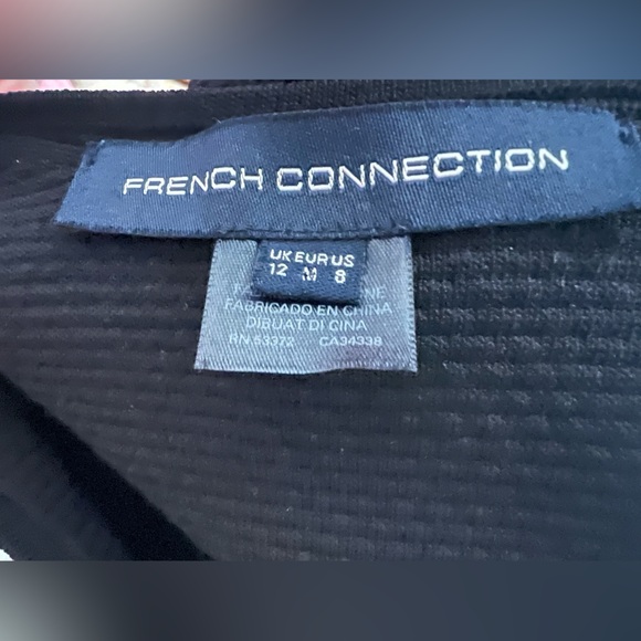 French Connection Textured Geometric Top Design Stretchy Shrt Sleeve Dress Sz 8 - Picture 10 of 10